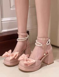 French thick heel Mary Jane shoes for women 2026