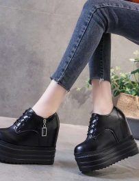 New Korean Style Women’s Shoes 12cm Lace-up Wedge Heel Platform Shoes